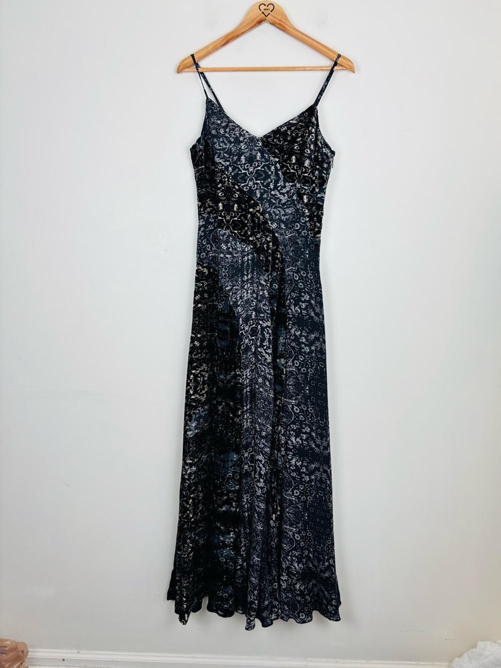 Haute Hippie black mixed fabric silk and silk blend velvet burnout maxi dress. M - Picture 5 of 7